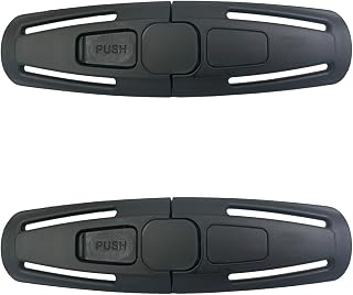 Baby Car Seat Belt Clip 2Pcs, Car Seat Chest Clip Lock Anti Escape, Car Seat Safety Belt Clip, Side Release Nylon Car Seat Buckle Guard Clip (Black)