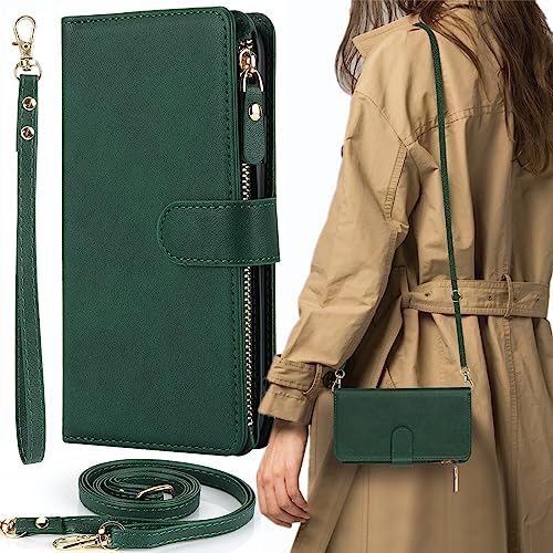 iPhone 16 ケース 手帳型 ショルダー ポシェット ストラップケース iPhone 16 対応 手帳型ケース アイフォン16 カバー スマホケース アイホン16 ケース 手帳 iPhone16 手帳ケース いPhone16 携帯ケース case 適用 iCoverCase 斜め掛け カードケース ストラップ カバー ショルダーケース スマホケース 緑 ダークグリーンのサムネイル