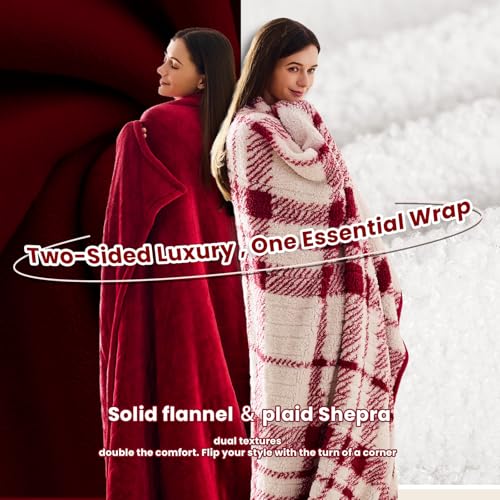 JKMAX Heated Electric Blanket Queen Size - 84"x90" Flannel Heating Blanket with 10 Heating Levels & 5 Time Settings Over-Heat Protection, Winter Warmer for Adults with ETL Certification(Red)