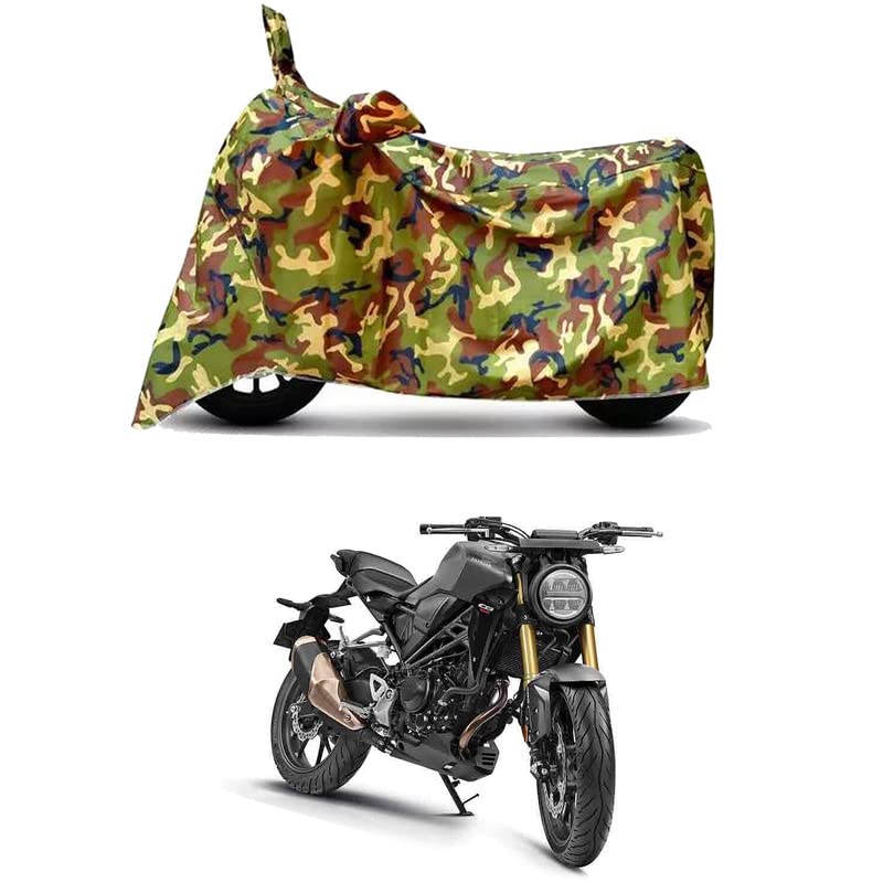 Image of Waterproof 100% PVC Coated Full Bike Scooty Two Wheeler Body Cover Compatible for Honda CB300R STD /UV-Rays /Heat Protection /Birds Dropping /Scratchproof /Dust Proof [6X6 Jungle Print]