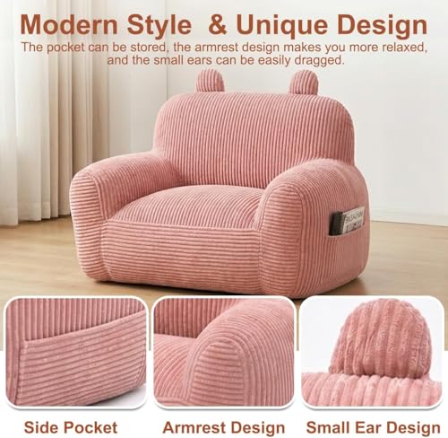 Image of Kids Bean Bag Chair Sofa with Filler Stuffed Filling Memory Foam Lazy Comfy Chairs Boys Girls Gaming Reading Relaxing Cute Living Room Bedroom Cozy Pocket Floor Relaxing Sofa