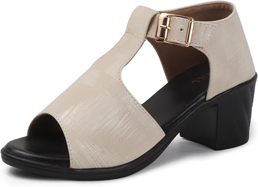 Denill Fancy & Comfortable Brown Heel Sandal with Ankle Strap for women & Girls