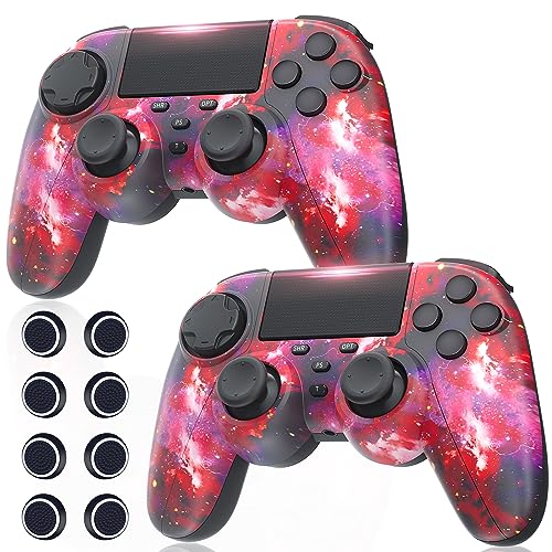 Gamrombo 2 Stück Wireless Controllers mit Kappen für Ps-4 Vibration Kabellose Gamepad mit Turbo...