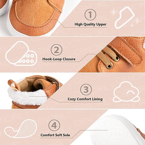 Image of CENCIRILY Baby Boys Girls High Top Sneakers Soft Soles Anti Skid Infant Ankle Shoes Toddler Prewalker First Walking Crib Shoes