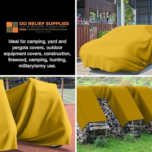 Image of ISO Certified Heavy Duty Tan Waterproof Canvas Sheet | UV Resistant Tarpaulin with Rustproof Grommets for Outdoor, Industrial & Commercial Use | 550 GSM | 8x10 ft