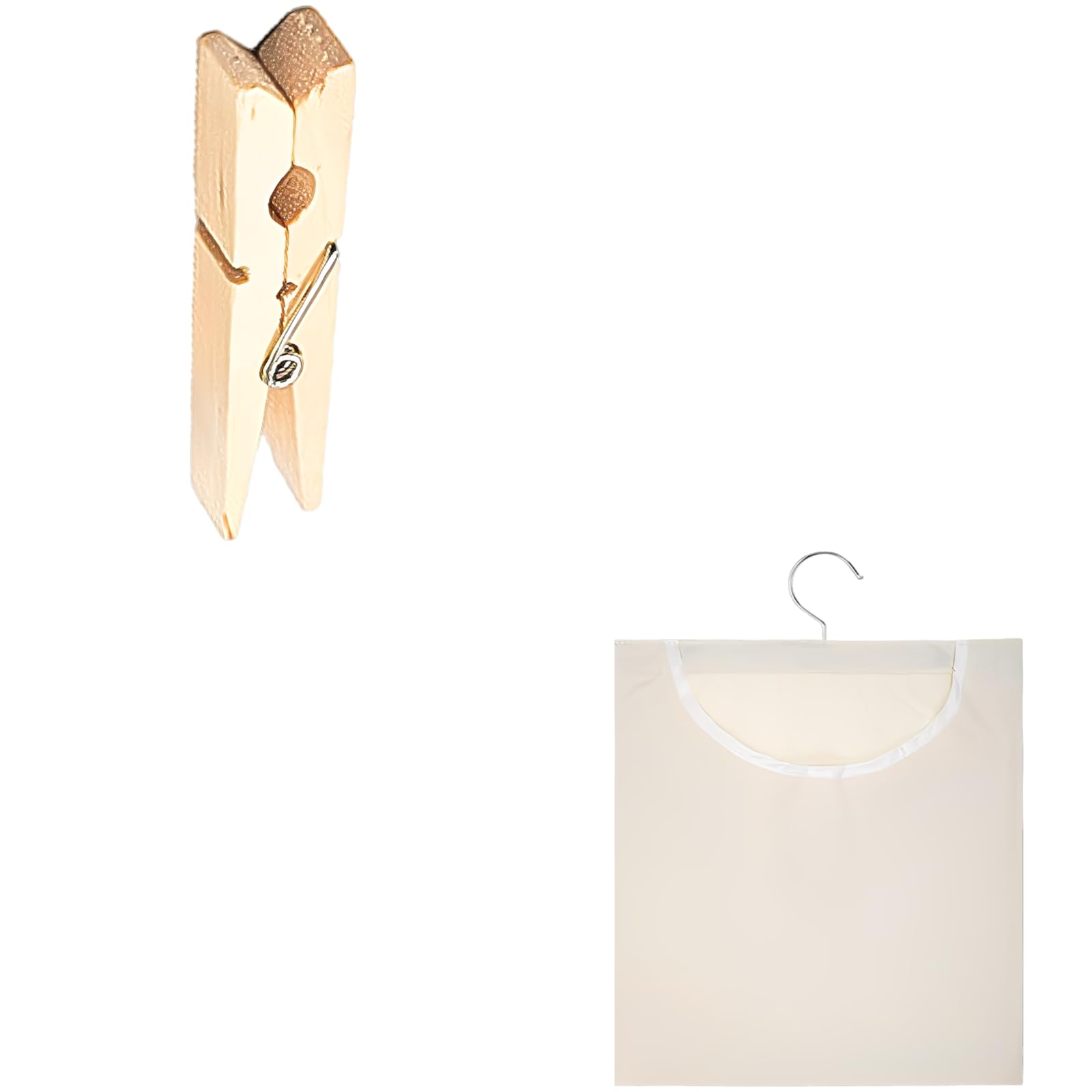 100 STK. Holz-Wäscheklammern mit Canvas-Wäscheklammerbeutel, Aufbewahrungsbeutel mit Haken zum Aufhängen, Holzklammern mit Feder für Wäsche, Haushalt und Balkon, praktisch für Ordnung