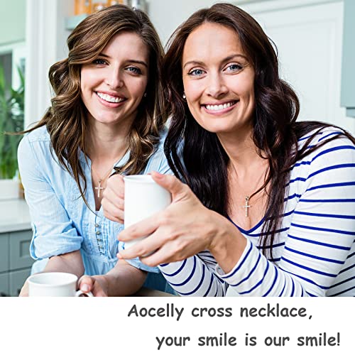 Sterling Silver Cross Necklace Gold Plated,5A CZ Diamond Infinite Elements,18"+2" Silver Chain,Classic Cross Faith Jewelry Gifts for Daughter Wife3