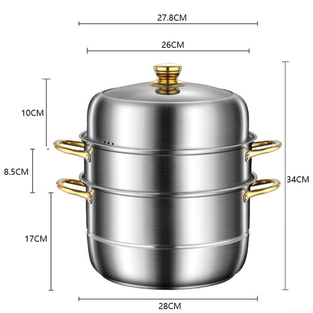 Marmite Vapeur 9.5L Compatible Induction pour gaz Électrique(3 floors)
