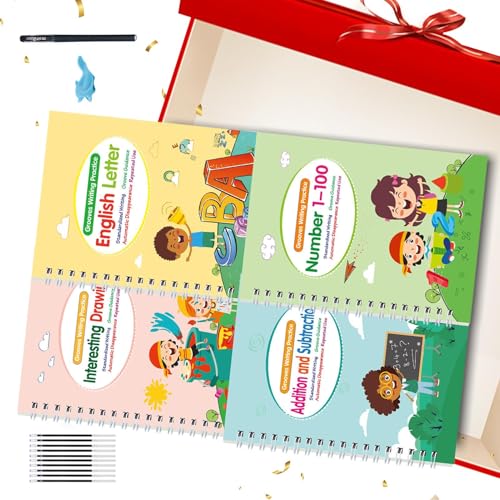 Cuadernos mágicos para niños de preescolar con ranuras de caligrafía reutilizables