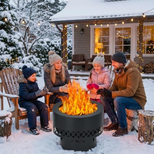 16Inch Smokeless FirePit, Steel Outdoor Portable Fire Pit with Removable Ash Pan, Carry...