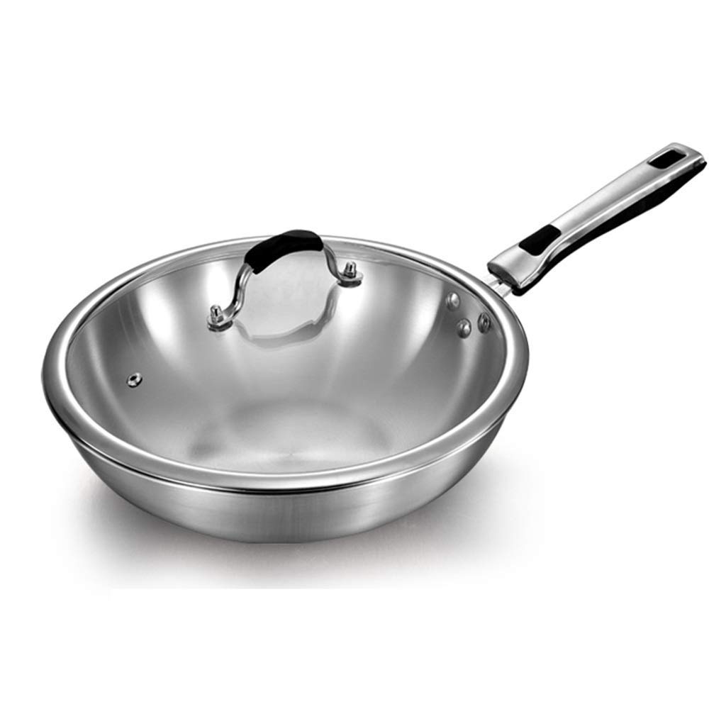 Wok en acier inoxydable 34cm durable et sain sans aucun revêtement
