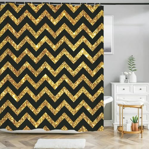 Rideau de douche imperméable en polyester imprimé géométrique 165x220cm