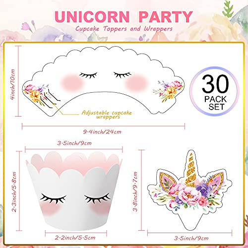 30 Pieces Unicorn Cupcake Toppers And Wrappers Unicorn Cupcake Decorations Unicorn Cup Cake Liners Rainbow Unicorn Birthday Party Supplies Unicorn Topper Decorations For Girls Women Birthday Party #TOP1
