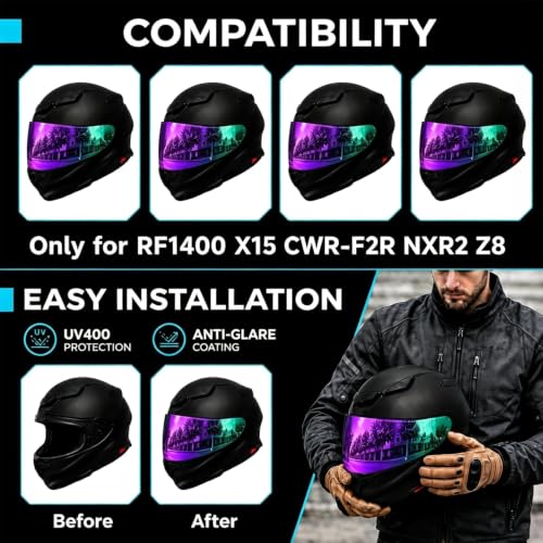 Image of PSLER RF-1400 RF 1400 visor - CWR-F2R Face Shield Helmet Visor Motorcycle Helmet Shield Accessories Replacement for RF 1400 CWR-F2R NXR2 Z8,Deep Purple