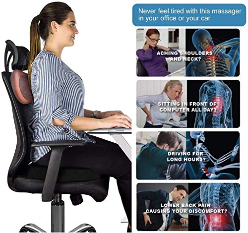 Image of Back Neck Massager with Heat Massage Pillow with Deep Tissue Kneading for Shoulders Lower Back Leg Calf Body Muscle, Gifts for Mom Dad at Car Home Office Chair