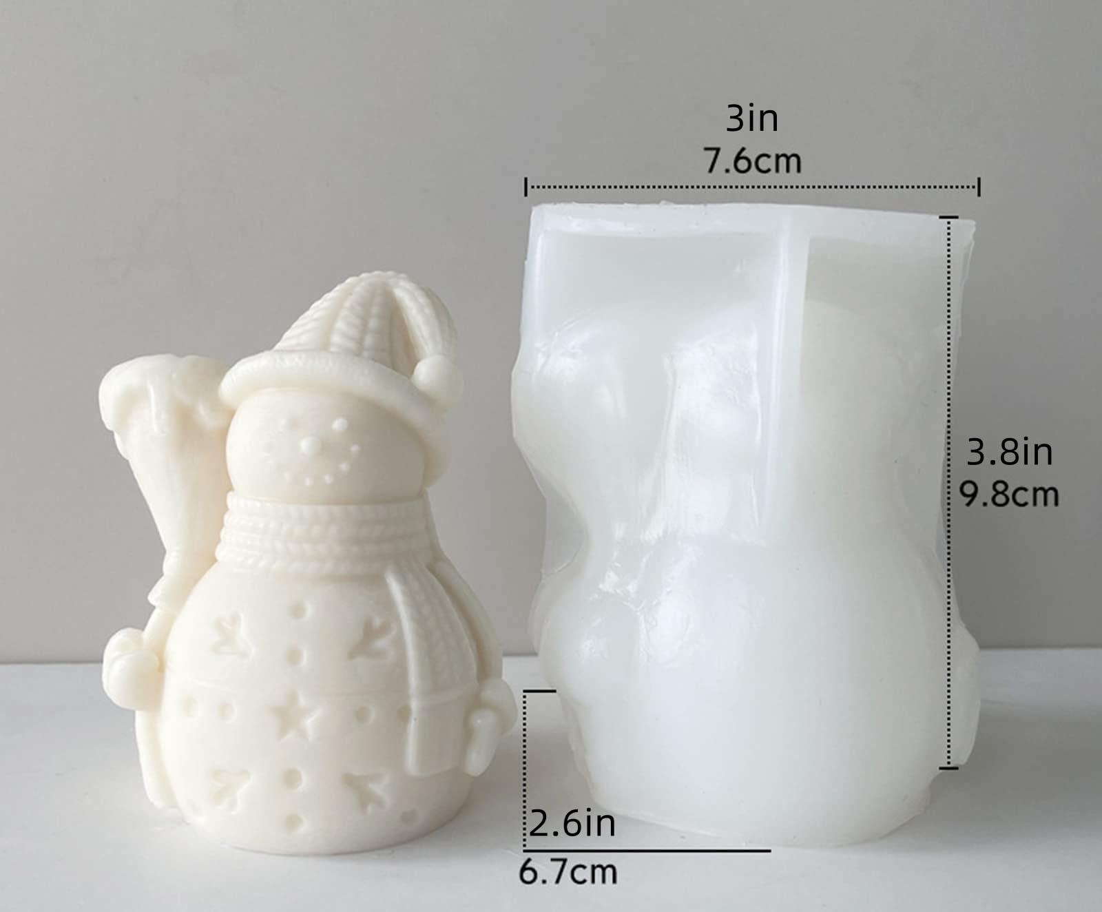 Xidmold 2pcs 3D Snowman Candle Molds Christmas Scented Candle Mold Snowman Silicone Mold for Soap, Candle, Lotion Bar, Bath Bomb, Xmas Resin Art Crafts