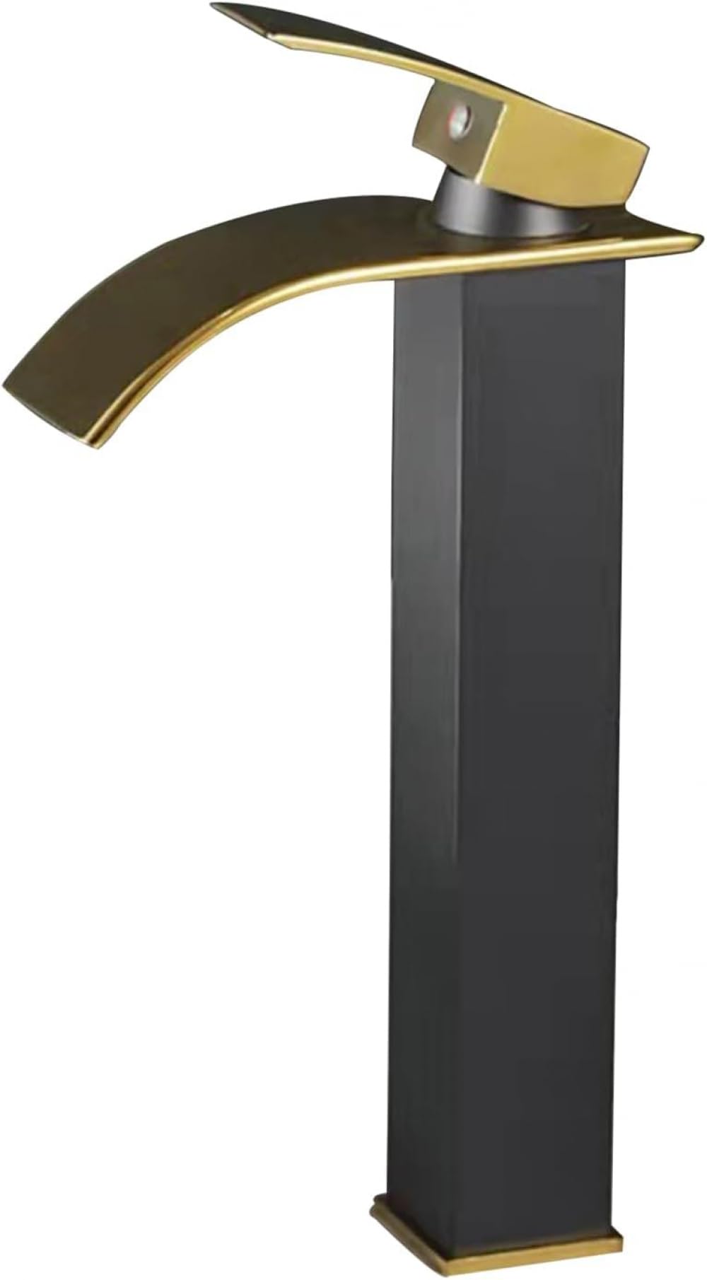 Robinet cascade grand mitigeur de salle de bain luxe noir et or chromé