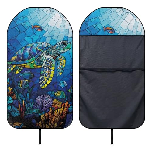 Image of Vintage Turtle Car Seat Towel Cover Fashion Auto Interior Waterproof Soft Auto Seat Covers Anti-Slip Vehicle Seat Protector Universal Size Fit for Most Cars SUVs Trucks Vans