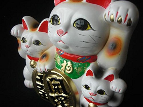 Amazon.co.jp: 【陶希庵】 白三匹招き猫8号 置物 貯金箱 ギフト