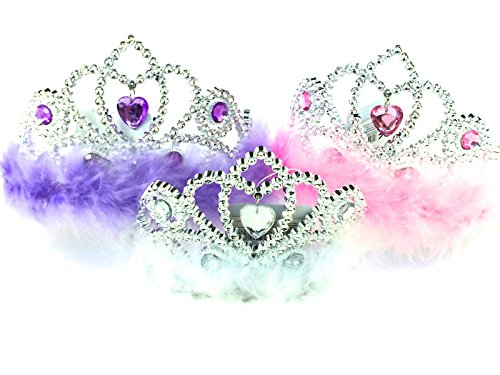 Preisvergleich Produktbild Princess Prinzessin Abiball Tiara mit Herzen Crystal & Pink PELZRAND