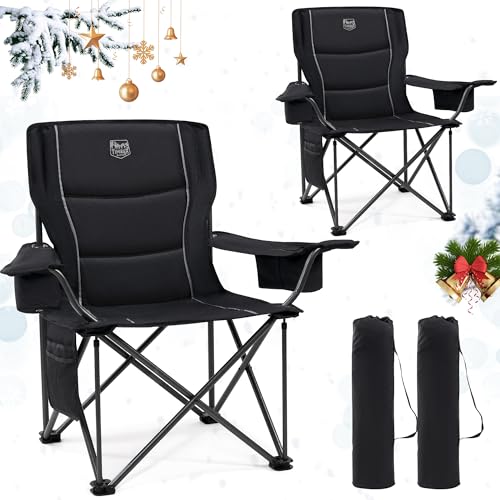 TIMBER RIDGE 2er Campingstuhl Faltbar 200KG Übergroß 63cm Sitzbreit...