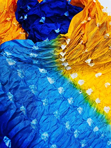 Image of PK HUB Women's Jaipuri Rajasthani Bandhani Dupatta | Art Silk Bandhej Dupatta with Gota Patti Work & Tassels (Free size)