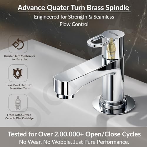 Image of Plantex Pillar Cock Water Tap /Pure Brass Pillar Cock for Wash Basin with Teflon Tape /Single Lever Tabletop Basin Tap - (Flip, Chrome)