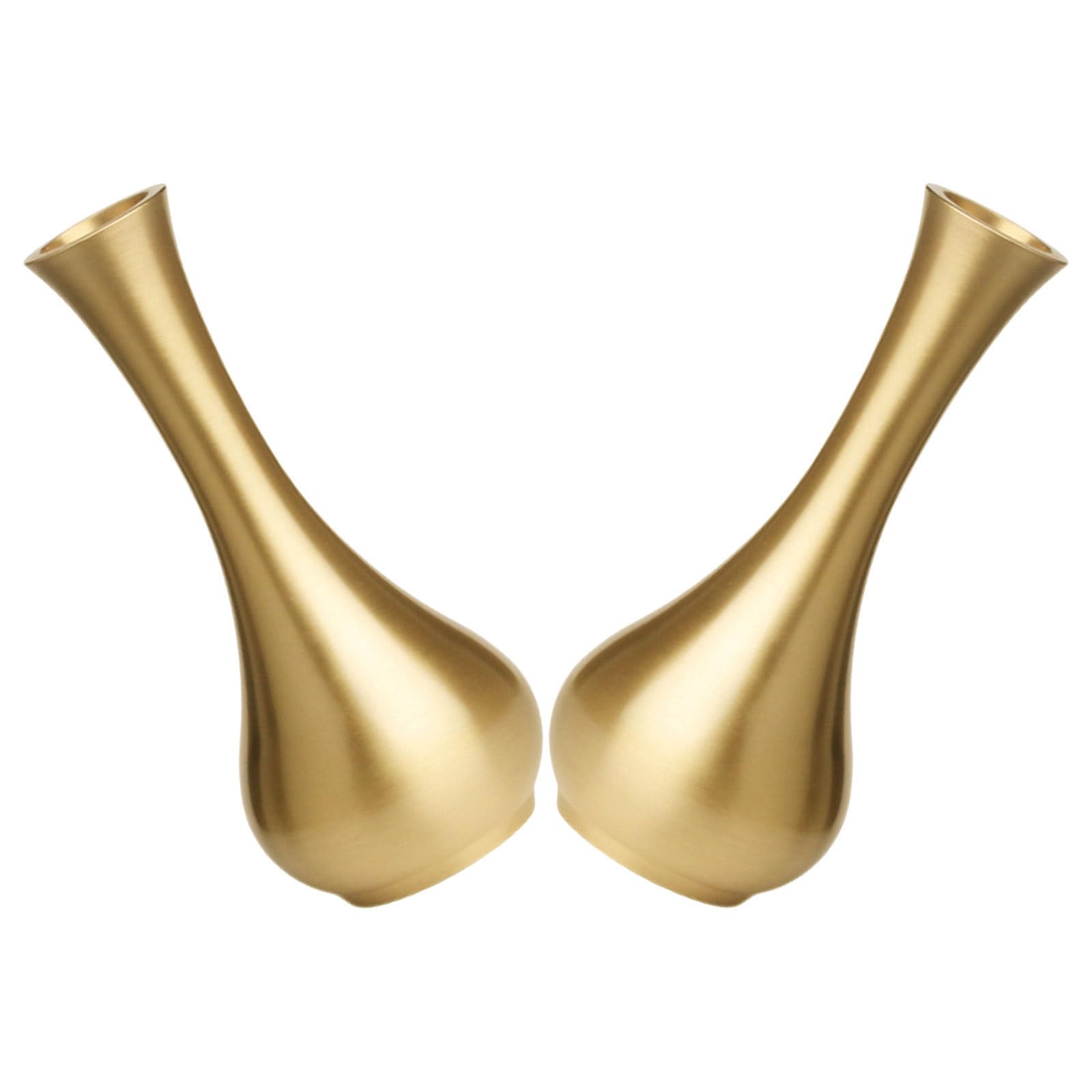 Jarrón de latón dorado Angoily de estilo elegante y artesanía de metal pulido