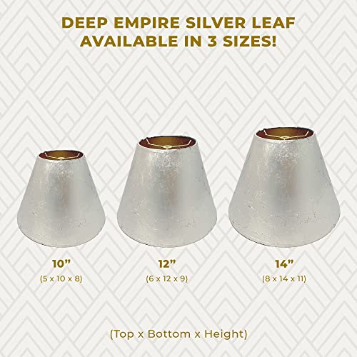 Image of Royal Designs, Inc. Trendy Decorative Handmade Lamp Shade, Made in USA, 14 in, Deep Empire - Silver Leaf