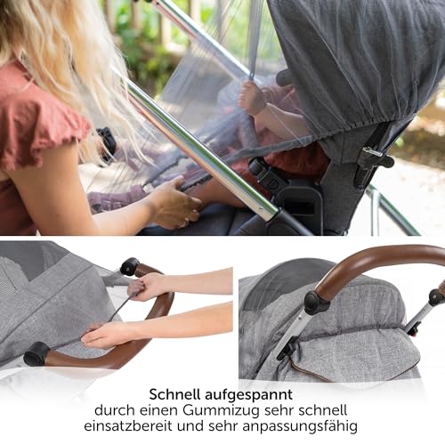 Zamboo Universal Insektenschutz - Mückennetz für Kinderwagen & Buggy/Premium QUALITÄT: idealer Schutz vor Wespen & Stechmücken Dank feinem Netzgewebe, reißfest & waschbar, mit Tasche - Grau