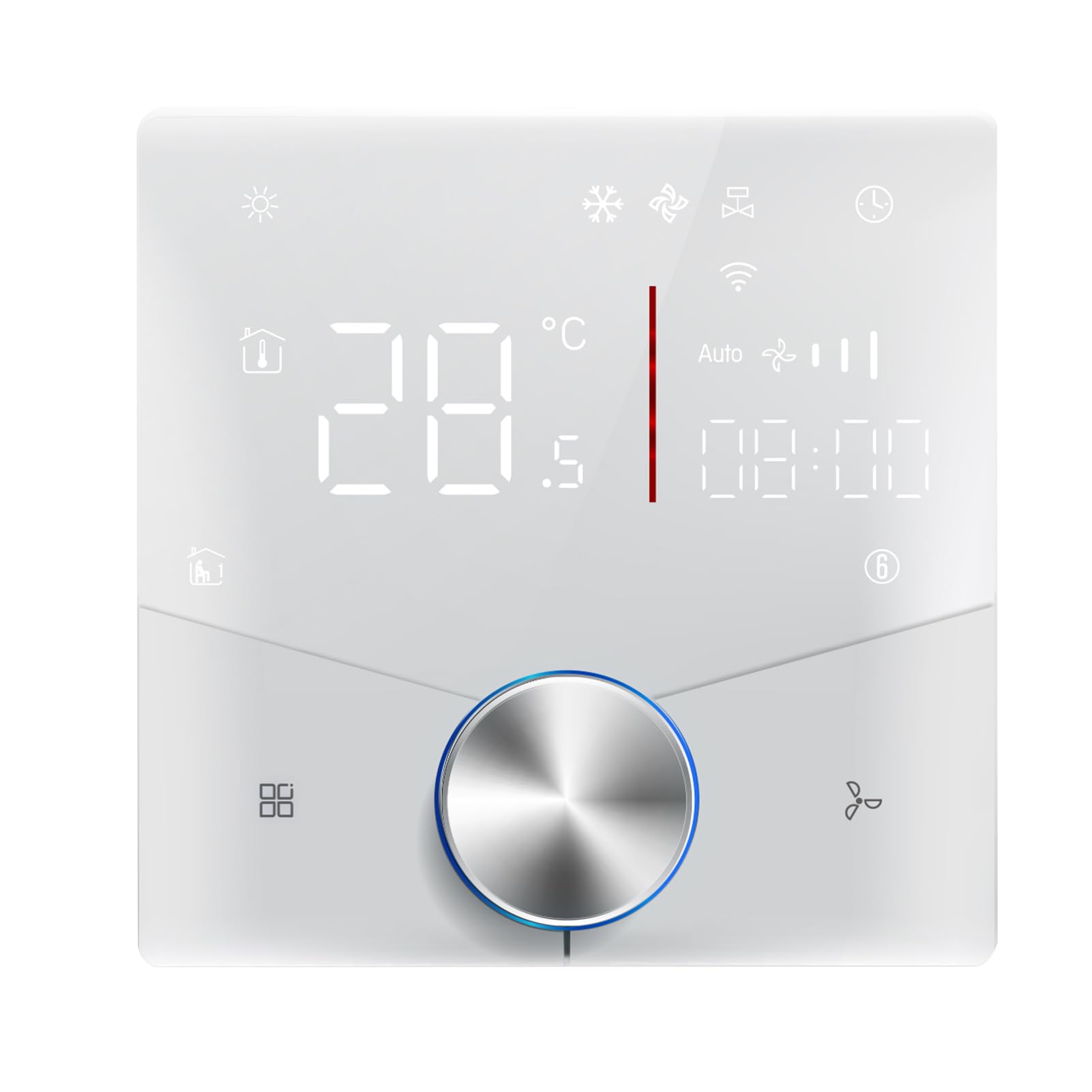 Aramox Termostato Wi-Fi ABS Regolatore Intelligente del Condizionatore d'aria da 41 a 95F Manopola LED Tasti a Sfioramento Regolatore di Temperatura CA a 2 Tubi per Riscaldamento di Raffreddamento