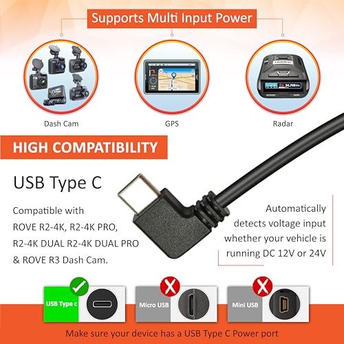 Foto de ROVE Ultimate Dash Cam Hardwire Kit con puerto USB-C para modelos de cámara R2-4K, R2-4K PRO, R2-4K Dual, R2-4K Dual PRO y R3 Dash Camera, kit de monitoreo de estacionamiento las 24 horas con (imagen 5)
