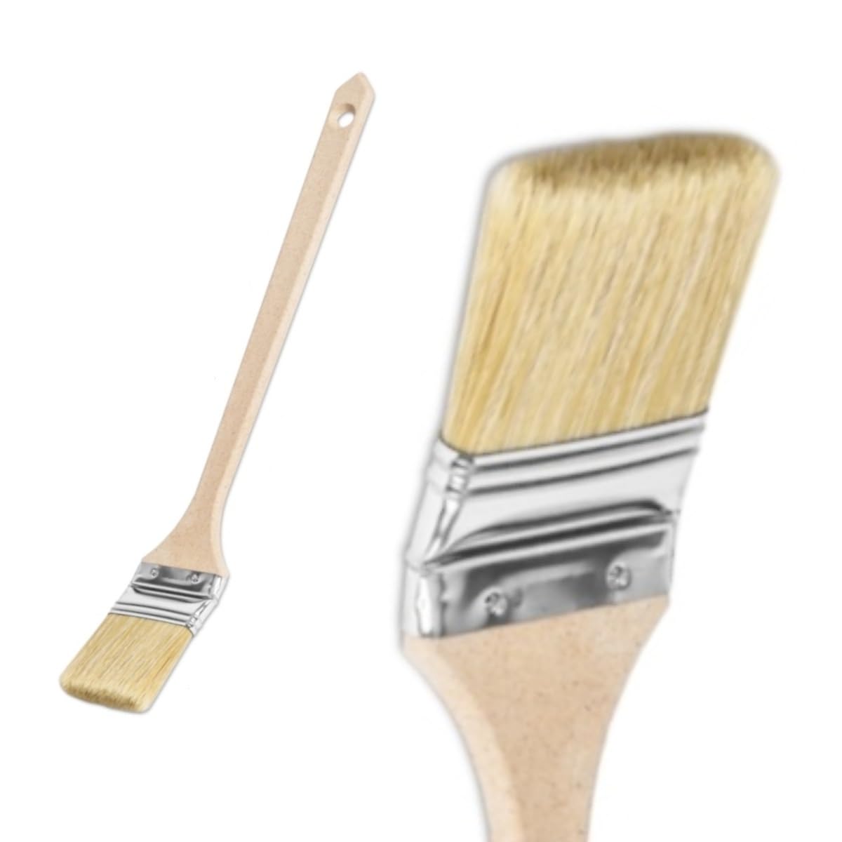 10x Heizkörperpinsel 63 mm mit langem Holzgriff – Flachpinsel für Ecken & schwer zugängliche Stellen – Profi-Malerpinsel für Lack, Öl, Lasur (10 Stück)