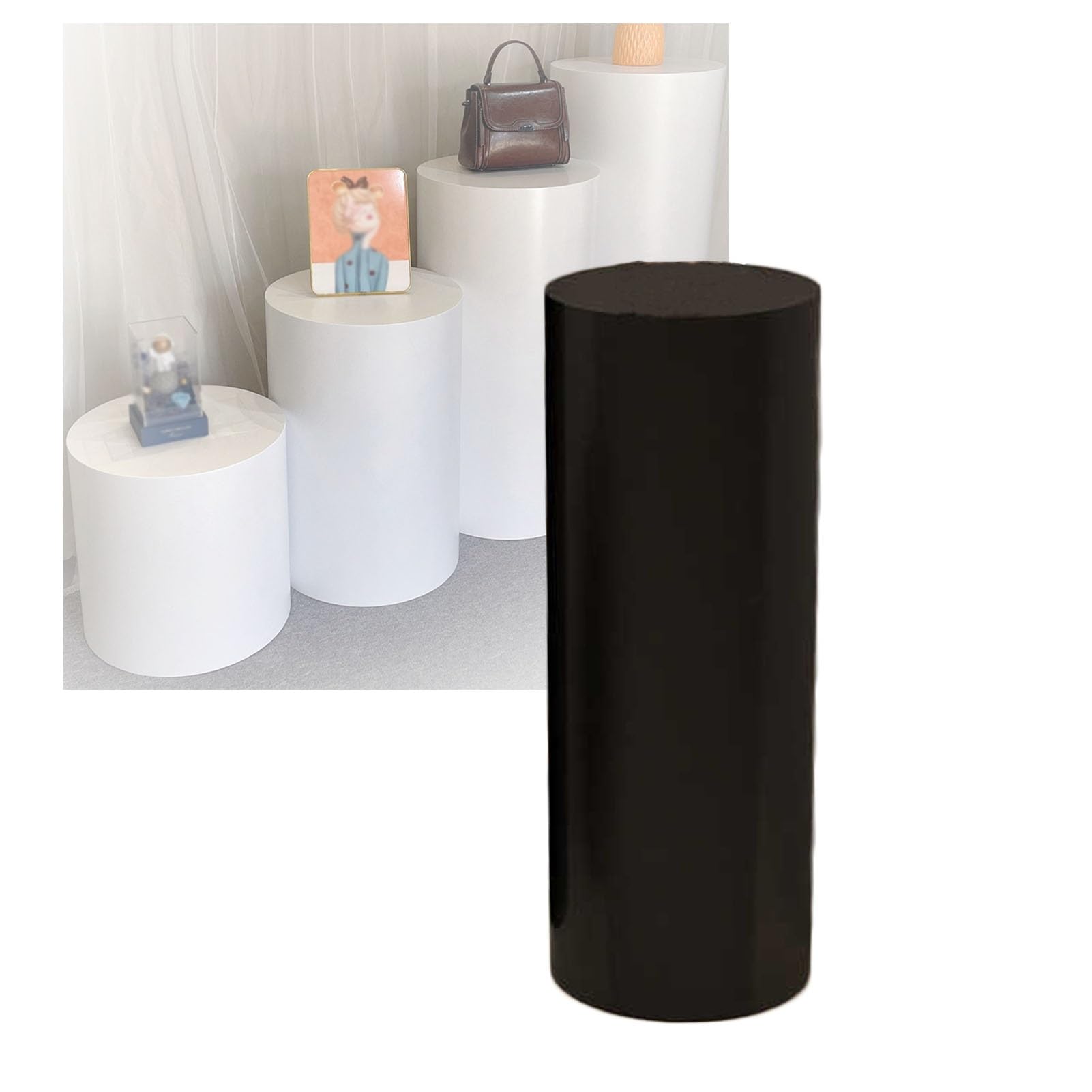 Présentoir rond de mariage haut de gamme et socle cylindrique noir capacité 100 kg