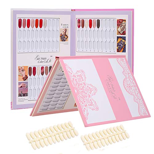 Anself Nail Color Chart Display Book met 120 stks Valse Nail Tips voor DIY, Nail Practice Card Design Board, Afneembare Nail Polish UV Gel Kleur Card Board Nail Salon Gereedschap