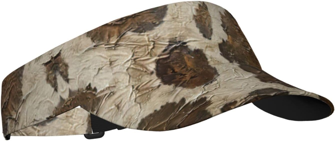 Brown Cowhide Art Print Sport Sun Visor Hats Adjustable Empty Top Baseball Cap Women and Men Sun Visor Hat