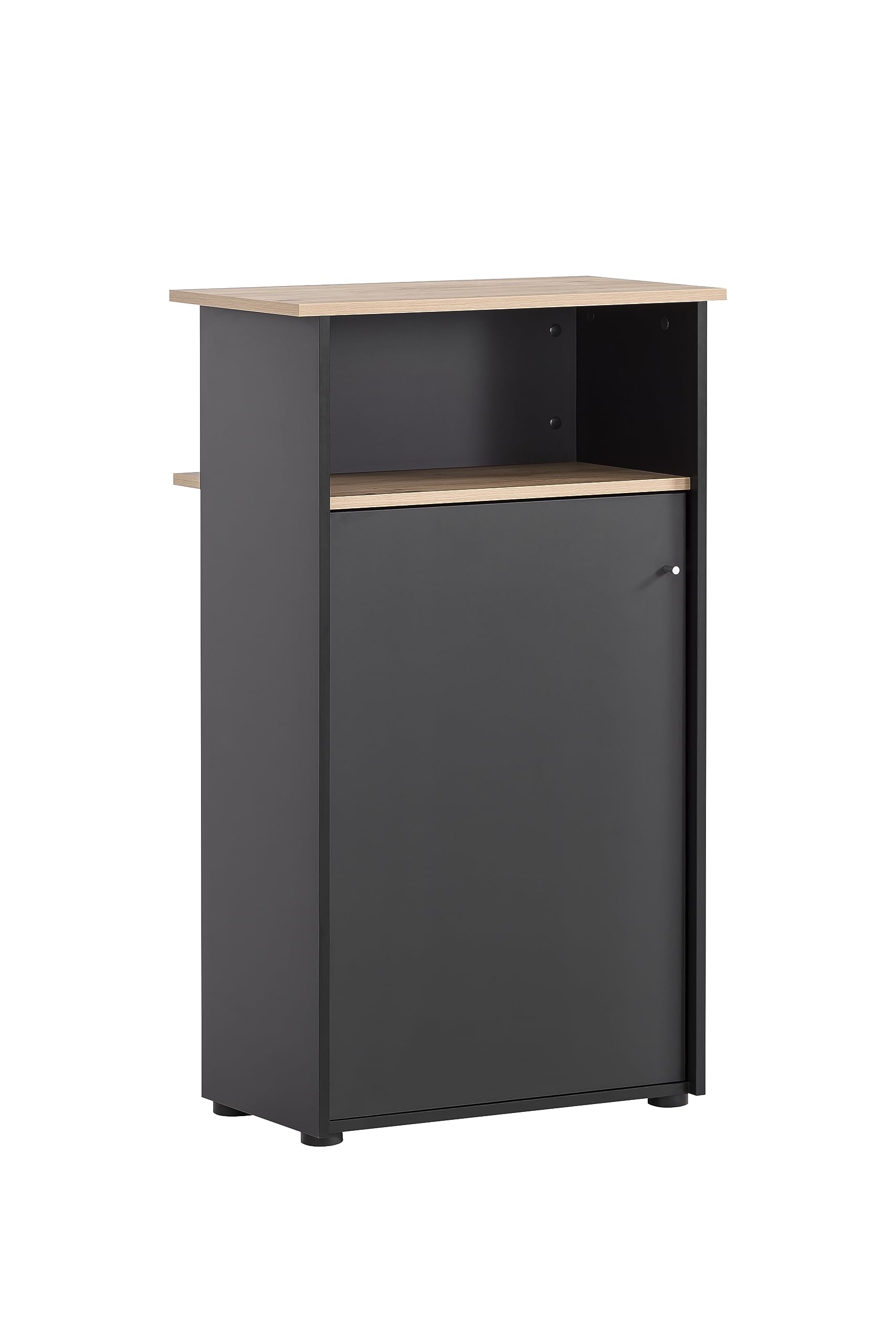 Schildmeyer 155642 Comptoir de réception, décor chêne Artisan/Noir, 65,8 x 44 x 110,5 cm