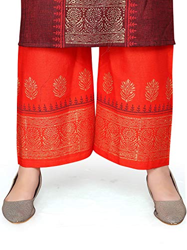 Image of Aarika Girl's Cotton A-line Knee Length Kurta and Pallazo Set