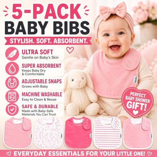 Image of KiddyStar Premium Organic Cotton Bibs for Drooling & Teething Babies