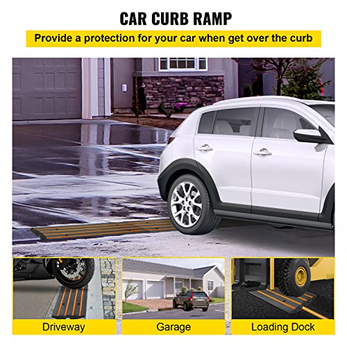 Vevor Driveway Curb Ramp, 3 Pack 1 Channel Heavy Duty Curb Bridge, 22046 Lbs/ 10 Ton Capacity Rubber Driveway Curb Bridge, 2.6" Rise Ramp For Driveway, Loading Dock, Garage, Sidewalk, Car #TOP1
