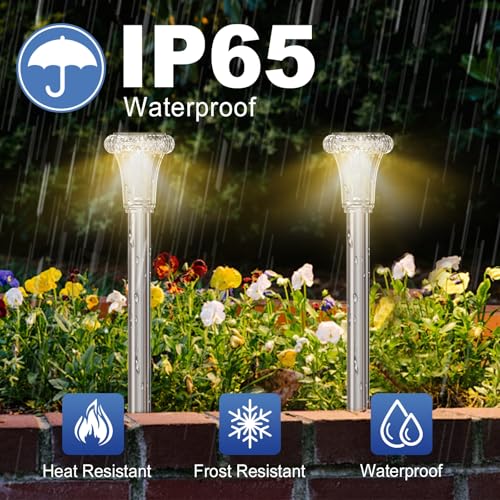 Bigzom Solarlampen für außen Garten Warmweiß, 6 Stück Solarlampen Garten Winterfest für außen, Terrasse, Rasen, Hof, Wege