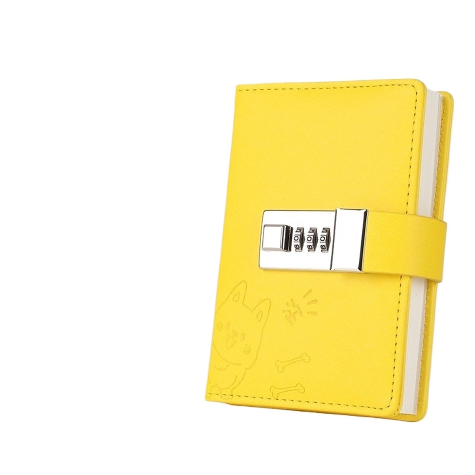 Cuaderno Libreta pequeña A7 con candado, Diario de Oficina, Agenda, planificador, Organizador de papelería, Cuaderno de bocetos, Cuaderno de Notas de Bolsillo para Notas PlanificacióN(Yellow)