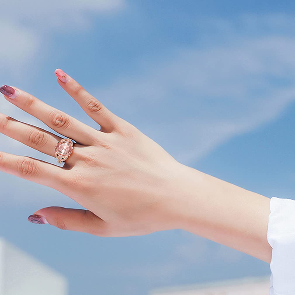 Drabiny składane, 925 Moissanite Morganit Kamień szlachetny Ślub Zaręczyny Diamenty Biżuteria Pierścionek(8)