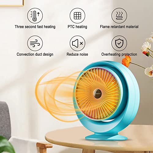 Ventilatorkachel Energiebesparend Stil, 800W PTC keramische radiator Elektrisch, draagbaar staand apparaat Verwarmingsradiator, snel opwarmende ventilatorkachel voor tafels, slaapkamers, kantoor - Afbeelding 4