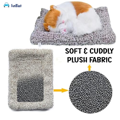 Image of FunBlast Cute Sleeping Cat Plush Toy with Meow Sound, Gift for Kids, Toy Accessories for Car Dashboard (Brown-2)
