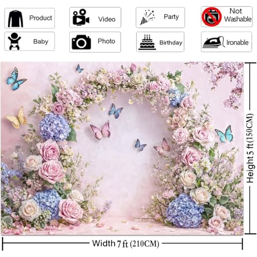 Fondo Fotográfico Mariposas y Flores 10x8ft miniatura 5