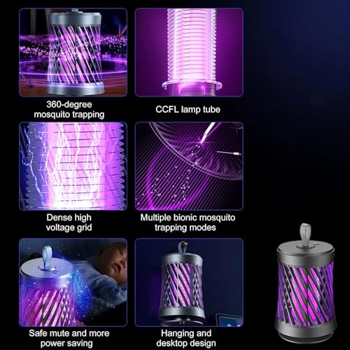 Image of Dialust Electric Mosquito Killer Lamp for Indoor & Outdoor | UV Light Insect Trap with Hanging Hook | Safe & Silent Bug Zapper for Home, Bedroom, Garden & Camping (Mosquito Killer Zapper)