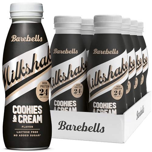 Barebells Milkshake – Batido de Proteínas 24g, Sin Lactosa, Sin Gluten, Sin Azúcares Añadidos, Sabor Cookies & Cream - Pack 8 x 330ml