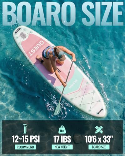 Image of 10'6''x33''Inflatable Stand Up Paddle Board, 400lbs Extra Wide Stand Up Paddleboard with Kayak Seat, Anti-Slip EVA Deck Premium SUP Accessories Kit, Non-Slip Stable Deck Boat