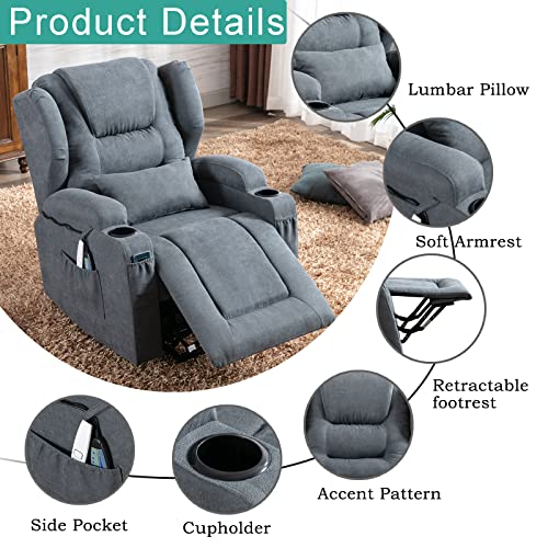 Oqqoee Lift Chair Recliners For Elderly Electric Power Lift Recliner Chair With Massage & Heat Vibration / 3 Positions / 2 Side Pockets/Button Control For Home Living Room #TOP6